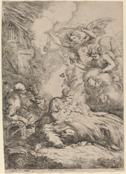 The Holy Family Adored by Angels (The Large Nativity).