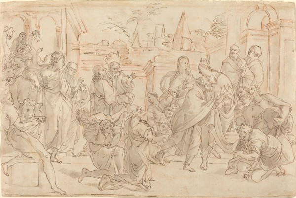Joseph and His Brother in Egypt [verso], 17th century.