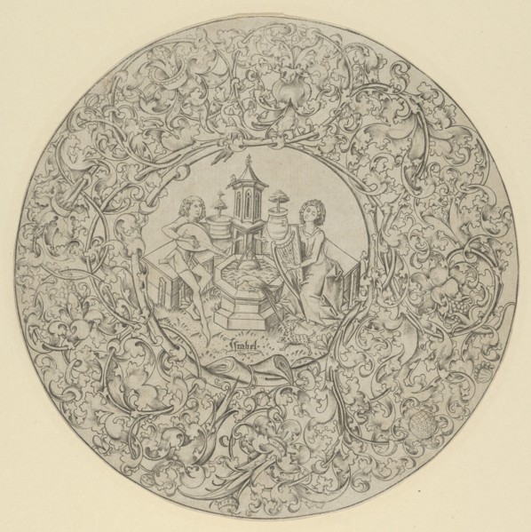 Garden of Love, Within Large Ornamented Circular Frame.