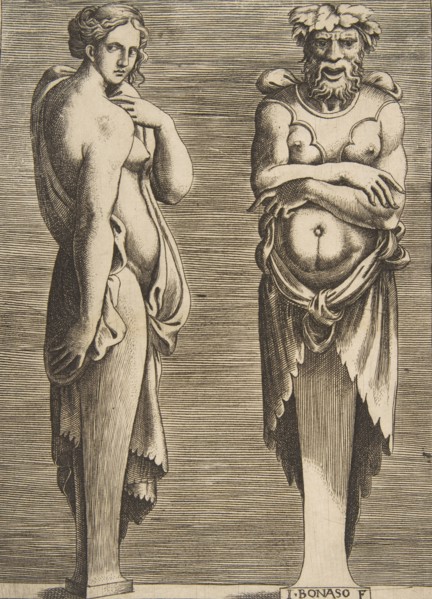 Two Terms, a Nymph at left Silvanus at right, ca. 1530-50.