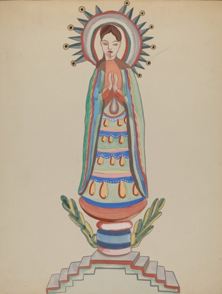 New Mexico, "Bulto", Polychromed Wooden Figure, 1935/1942.