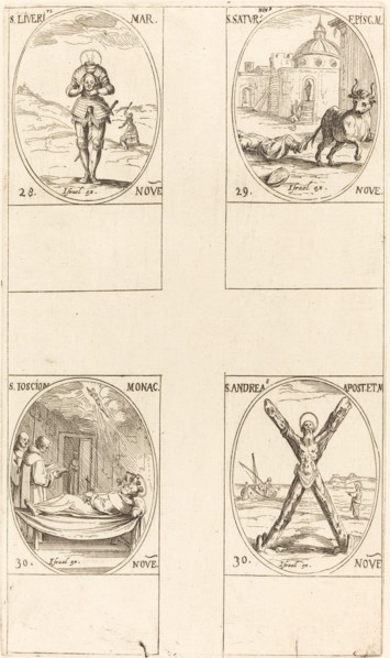St. Liverius; St. Saturninus; St. T(I?)oscion; St. Andrew.