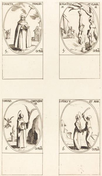 St. Theresa; St. Placidus and Flavia; St. Bruno; St. Faith.