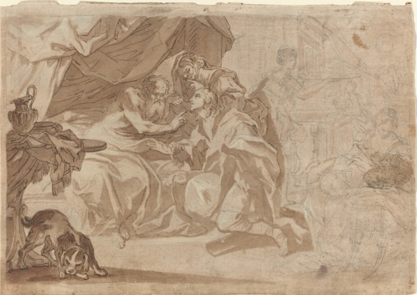 Jacob and Rebecca before Isaac [recto], early 18th century.