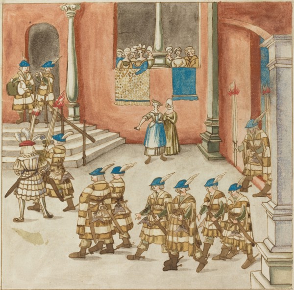Procession of Knights Viewed by Ladies on a Balcony, c. 1515.