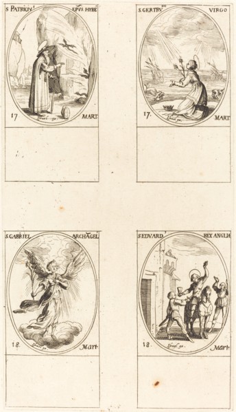 St. Patrick; St. Gertrude; St. Gabriel, Archangel; St. Edward.