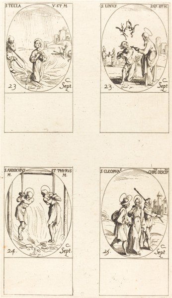 St. Thecla; St. Linus; Sts. Andochius and Thyrsus; St. Cleophas.