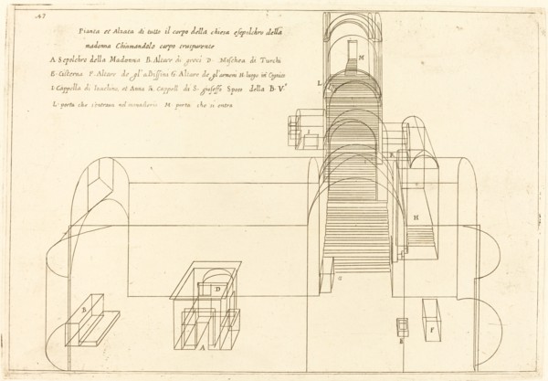Plan and Elevation of the Church of the Madonna's Sepulchre, 1619.