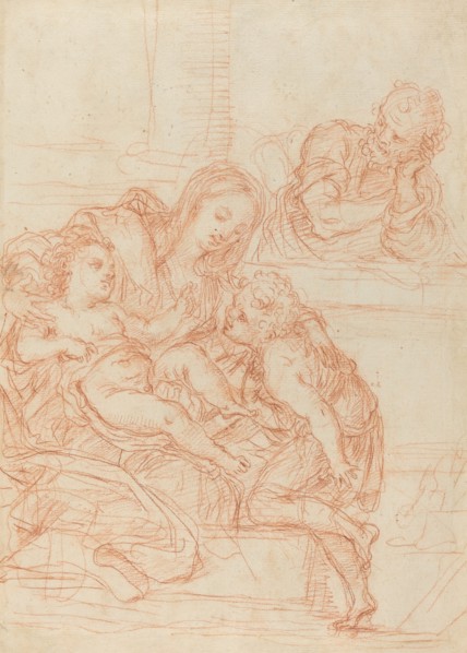 Madonna and Child with Saints John and Joseph [recto], 17th century.