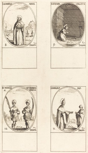 St. Romaricus; St. Leocadia; Sts. Mennas and Hermogenes; St. Damasus.