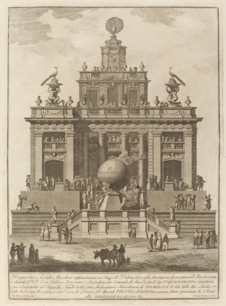 A Place of Delight with an Aerial Balloon, for the "Chinea" Festival, 1785.