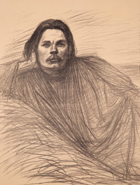 Portrait of the author Maxim Gorky (1868-1939), ca 1894. Private Collection.