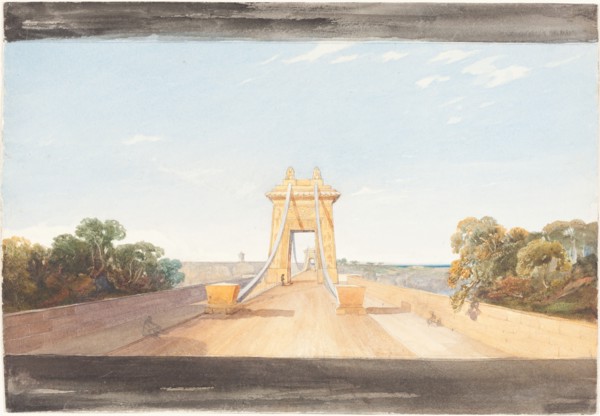 Clifton Suspension Bridge near Bristol, c. 1832. Attributed to James Bulwer.