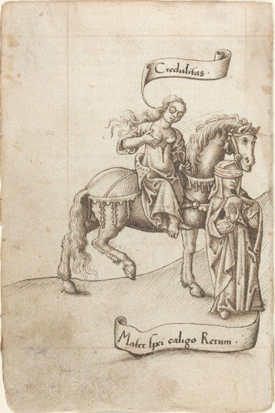 Credulity Preparing to Nurse the Mother of Hope [fol. 18 verso], c. 1512/1515.