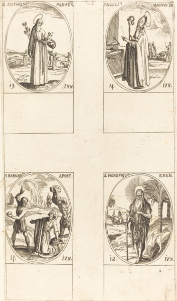 St. Barnabas, Apostle; St. Honofrius; St. Anthony of Padua; St. Basil the Great.