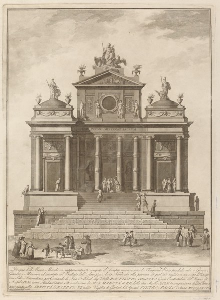 A Temple Dedicated to Jupiter, Juno, and Minerva, for the "Chinea" Festival, 1785.