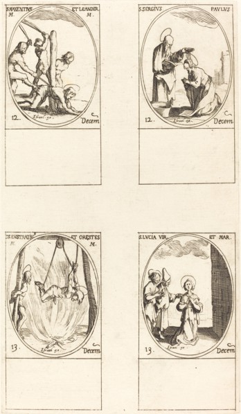 Sts. Maxentius & Leander; Sts. Sergius & Paul; Sts. Eustratius & Orestes; St. Lucy.