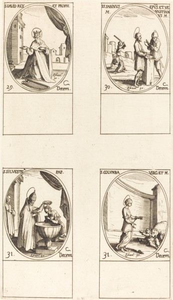 St. David, King and Prophet; Sts. Sabinus and Venustianus; St. Sylvester; St. Colomba.