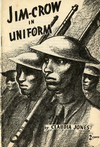 Young black men in helmets with guns over their shoulders with the title at the top left.