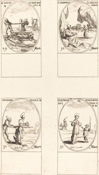Sts. Jonas & Barachisius; St. John Climacus, Abbot; St. Benjamin; Sts. Quirinus & Balbina.