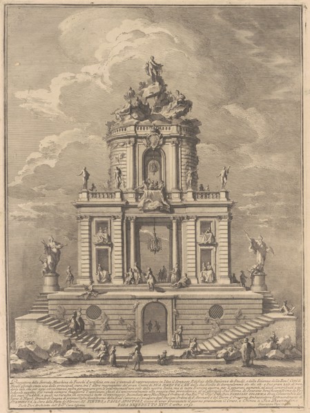 The Seconda Macchina for the Chinea of 1751: The Palace of Wisdom, Studies..., 1751. Creator: Giuseppe Vasi.