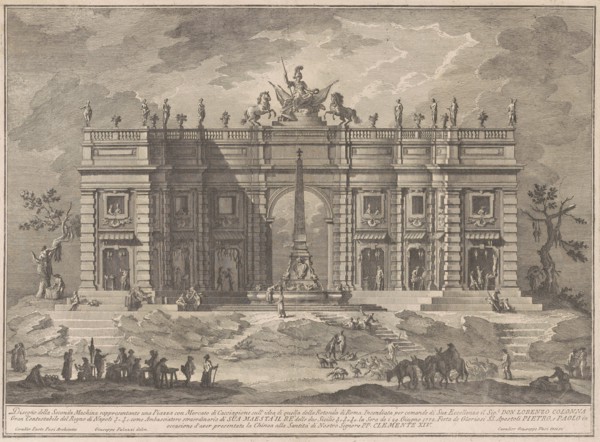 The Seconda Macchina for the Chinea of 1772: A Square with a Game Market..., 1772. Creator: Giuseppe Vasi.