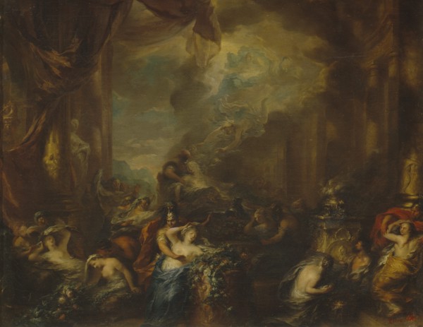 Dido burning herself at the stake. Creator: Elliger, Ottmar (Ottomar), the Younger (1666-1735).