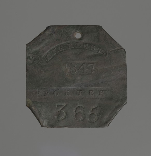 Charleston slave badge from 1847 for Porter No. 365, 1847. Creator: Unknown.