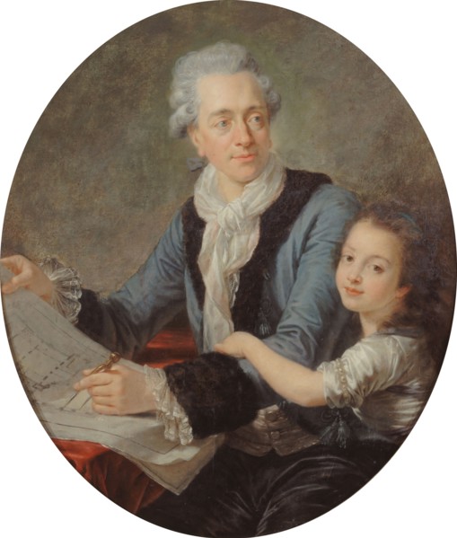 Portrait of the Architect Claude Nicolas Ledoux (1736-1806) with his daughter, ca 1782. Creator: Callet, Antoine-François  .