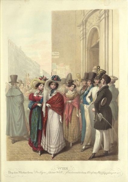 In front of the Saint Michael's Church: the blessing, beautiful world, light girls..., c. 1830. Creator: Opiz, Georg Emanuel (1775-1841).