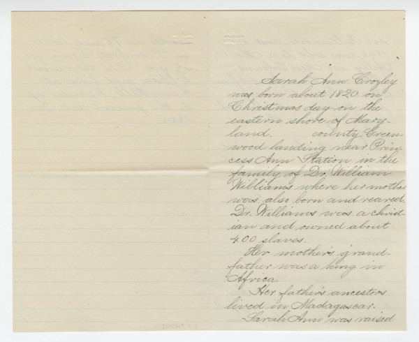 Biography of Sarah Ann Blunt Crozley, December 1884. Creator: Unknown.