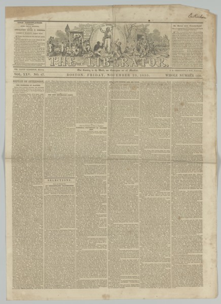 The Liberator, Vol. XXV, No. 47, November 23, 1855. Creator: Unknown.