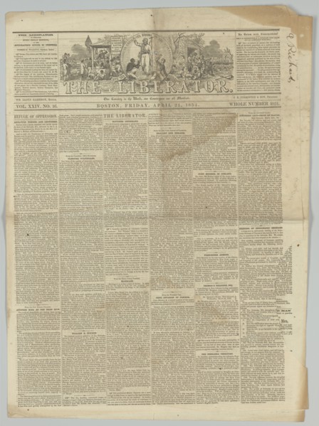 The Liberator, Vol. XXIV, No. 16, April 21, 1854. Creator: Unknown.