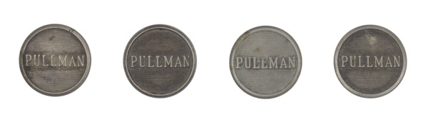 Four buttons from a Pullman Porter uniform, early-mid 20th century. Creator: Scovill Mfg. Co..