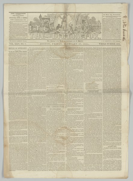 The Liberator, Vol. XXIV, No. 7, February 17, 1854. Creator: Unknown.