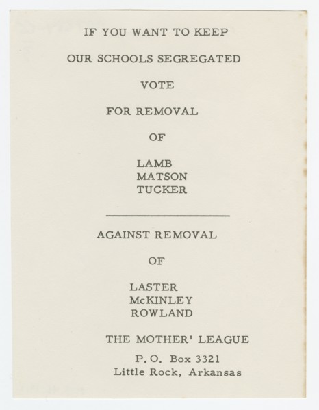 Flier with segregationist voting guide, 1959. Creator: Unknown.
