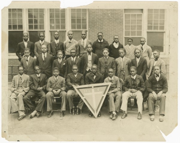 A group portrait of young men from the High School YMCA Group in Tulsa, Oklahoma, ca. 1930. Creator: Unknown.