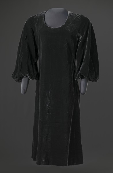Dark grey velvet dress designed by Arthur McGee, mid 20th-late 20th century. Creator: Arthur McGee.