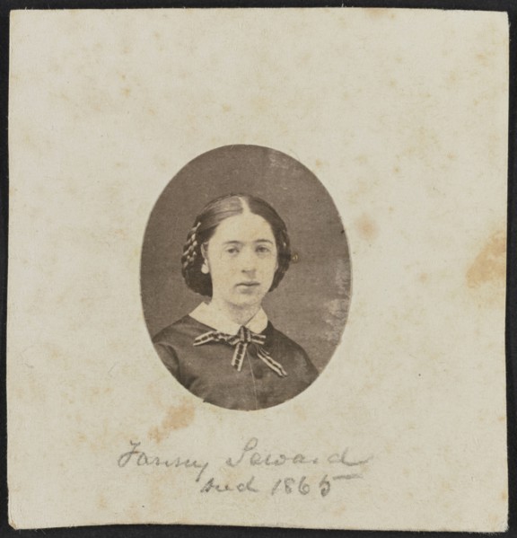 Albumen portrait of Fanny Seward mounted on paper, ca. 1860. Creator: Unknown.