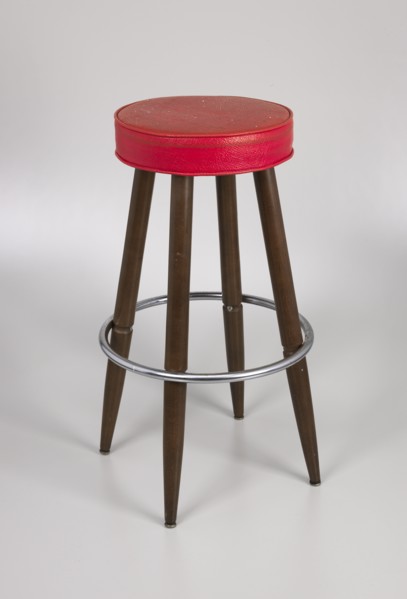 Barstool with red vinyl cover from Muse Bar, the home bar of Isaiah Muse, 1970s. Creator: Unknown.