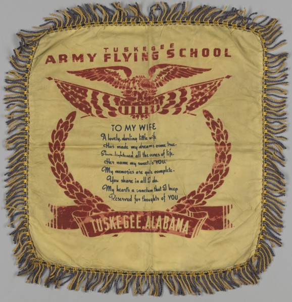 Pillow sham with Tuskegee Flying School poem, 1941-1946. Creator: Unknown.