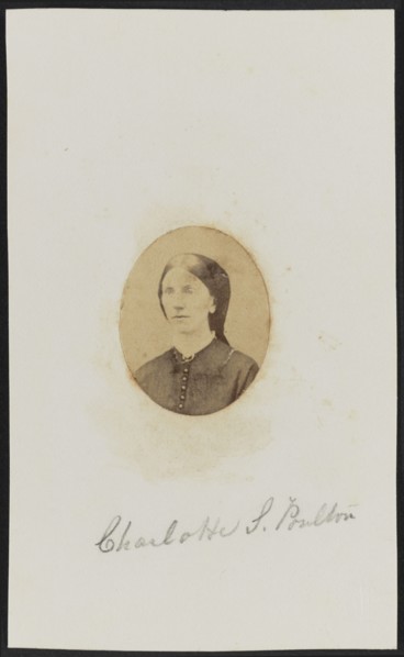 Albumen portrait of Charlotte S. Poulton mounted on paper, ca. 1865. Creator: Unknown.