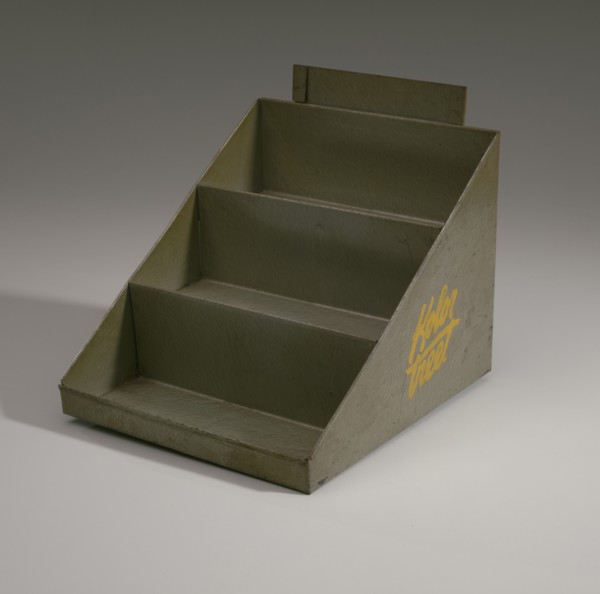 Display stand with spools of thread and needles from Mae's Millinery Shop, 1941-1994. Creator: Unknown.