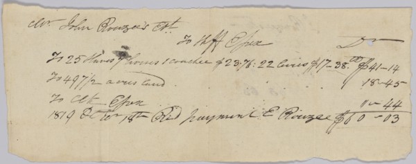 Record of taxes on property, including enslaved persons, owned by John Rouzee, October 18, 1819. Creator: Unknown.