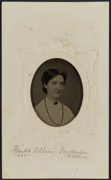 Tintype portrait of Miss Allen, 1865. Creator: Unknown.