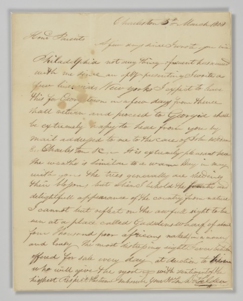 Letter to Reverend David Selden from his son David Selden, March 5, 1808. Creator: David Selden.