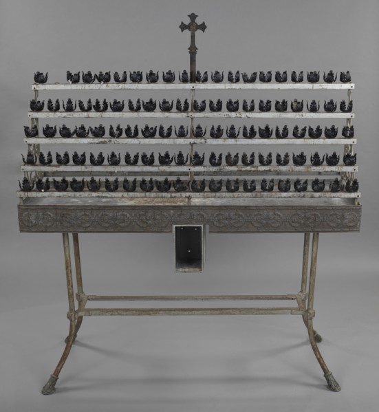 Votive candle stand with base from Saint Augustine Catholic Church, 20th century. Creator: Unknown.