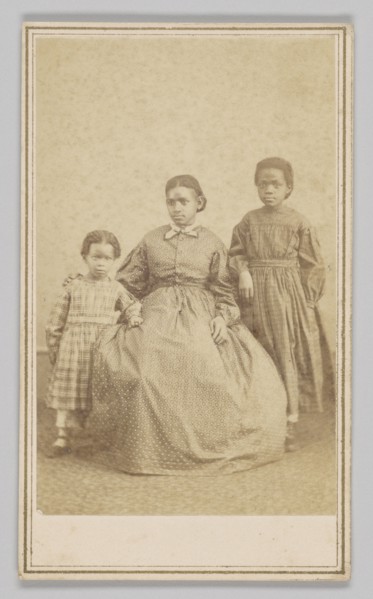 Carte-de-visite of a young woman and two children, 1864 - 1866. Creator: Alexander Gardner.