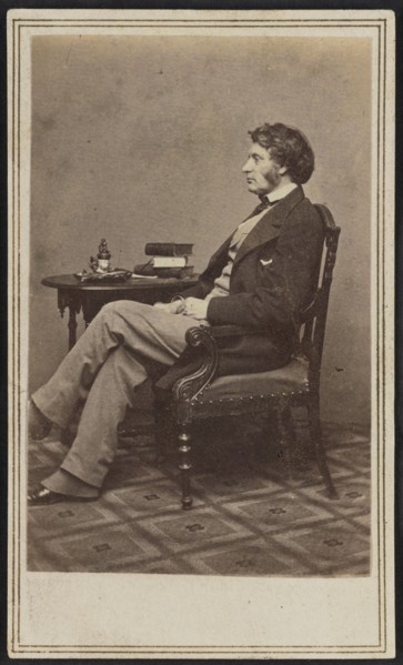 Carte-de-visite portrait of Charles Sumner, 1860s. Creators: Mathew Brady, Charles Sumner.