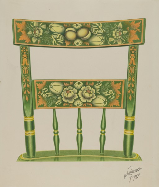 Back of Stencilled Chair, 1938. Creator: Lawrence Flynn.